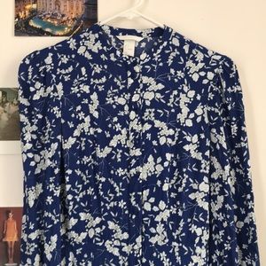 H&M blue floral dress with puff sleeve